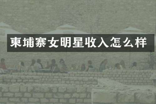 柬埔寨女明星收入怎么样