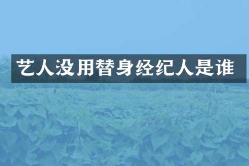 艺人没用替身经纪人是谁