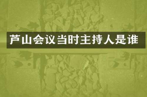 芦山会议当时主持人是谁