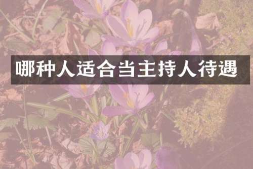 哪种人适合当主持人待遇
