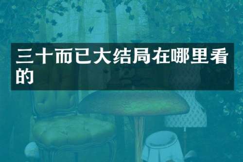 三十而已大结局在哪里看的