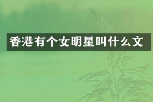 香港有个女明星叫什么文
