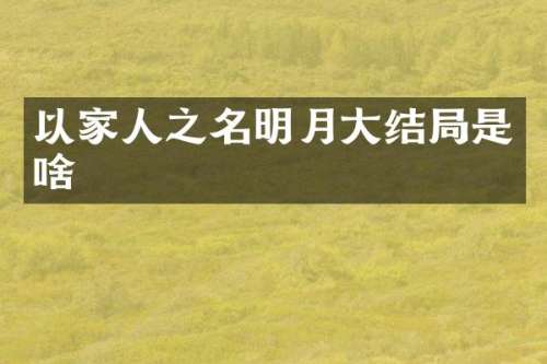 以家人之名明月大结局是啥