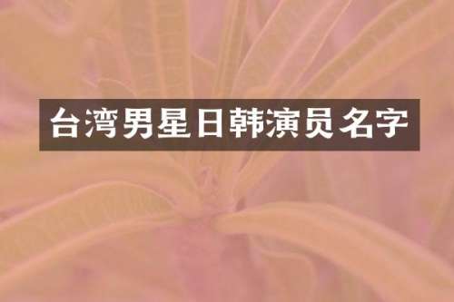 台湾男星日韩演员名字
