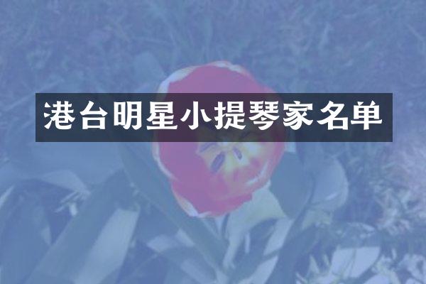 港台明星小提琴家名单