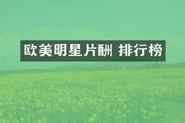欧美明星片酬 排行榜