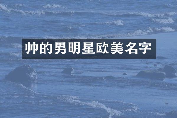 帅的男明星欧美名字
