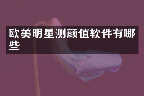 欧美明星测颜值软件有哪些