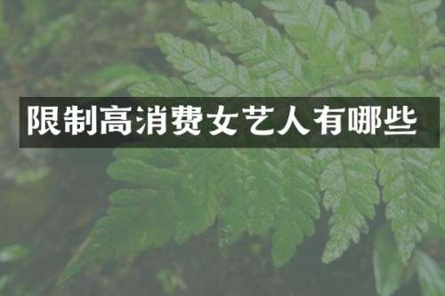 限制高消费女艺人有哪些