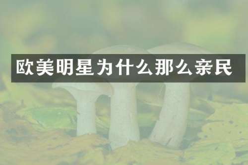欧美明星为什么那么亲民