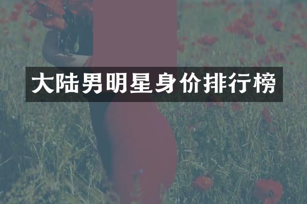 大陆男明星身价排行榜