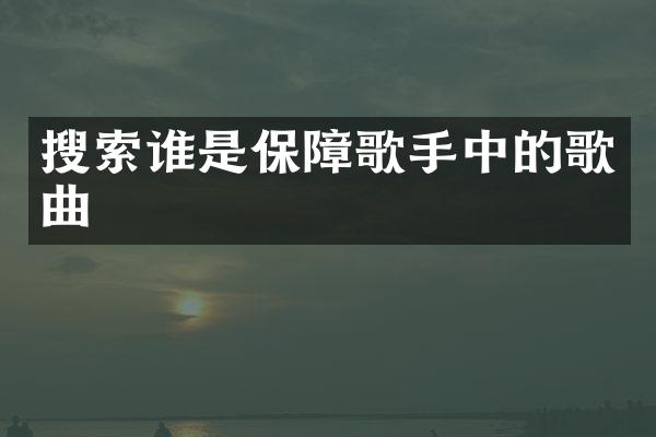 搜索谁是保障歌手中的歌曲