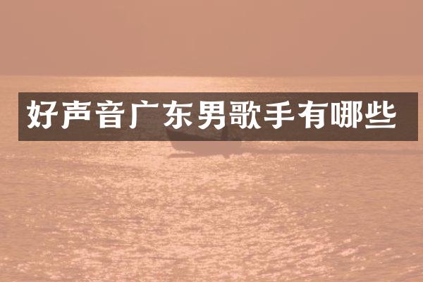 好声音广东男歌手有哪些