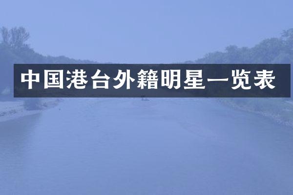 中国港台外籍明星一览表