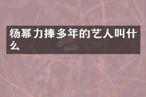 杨幂力捧多年的艺人叫什么