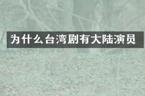 为什么台湾剧有大陆演员