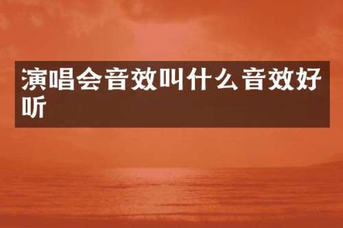 演唱会音效叫什么音效好听
