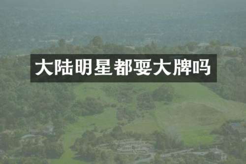 大陆明星都耍大牌吗