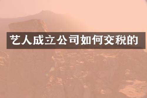 艺人成立公司如何交税的