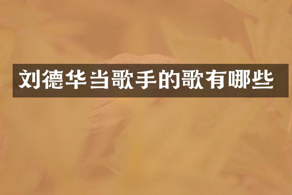 刘德华当歌手的歌有哪些