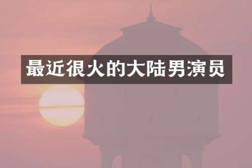 最近很火的大陆男演员
