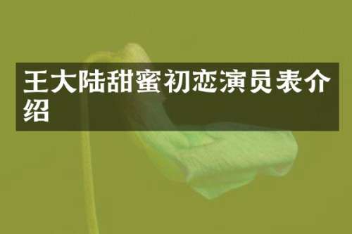 王大陆甜蜜初恋演员表介绍