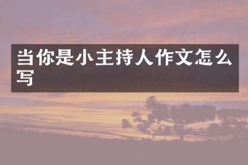 当你是小主持人作文怎么写