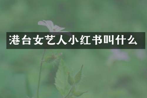 港台女艺人小红书叫什么