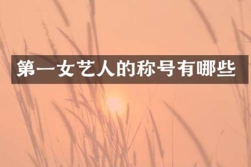 第一女艺人的称号有哪些