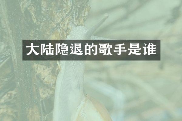 大陆隐退的歌手是谁