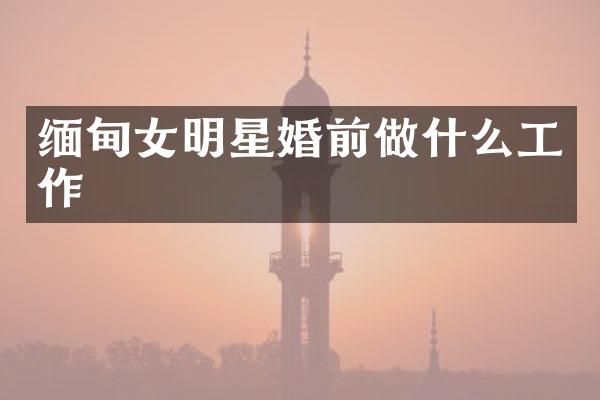 缅甸女明星婚前做什么工作