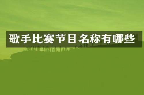 歌手比赛节目名称有哪些