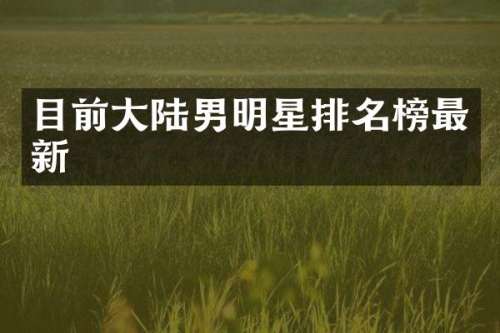 目前大陆男明星排名榜最新