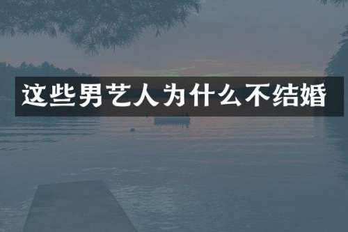 这些男艺人为什么不结婚