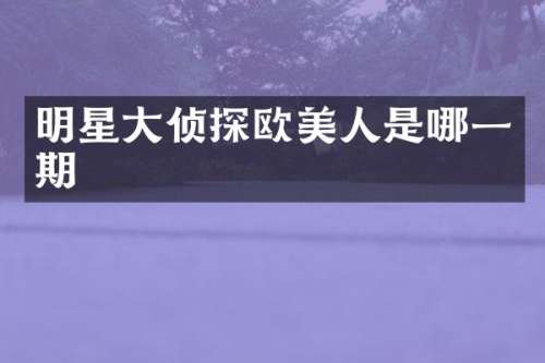 明星大侦探欧美人是哪一期