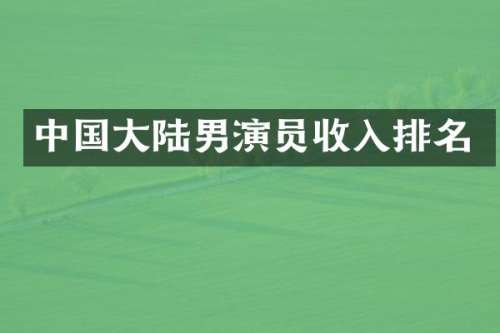 中国大陆男演员收入排名