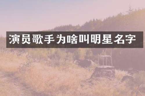 演员歌手为啥叫明星名字