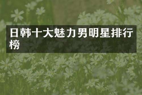 日韩十大魅力男明星排行榜