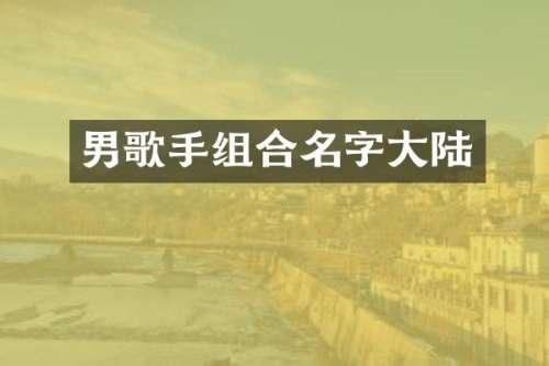 男歌手组合名字大陆