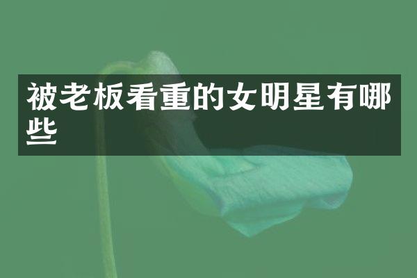 被老板看重的女明星有哪些