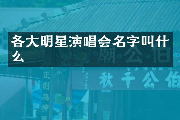 各大明星演唱会名字叫什么