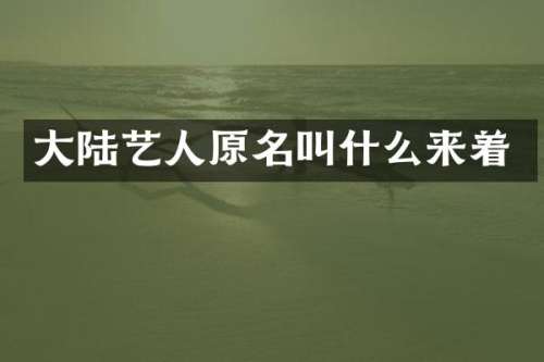 大陆艺人原名叫什么来着
