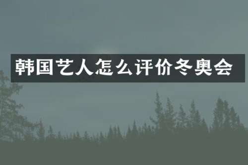 韩国艺人怎么评价冬奥会
