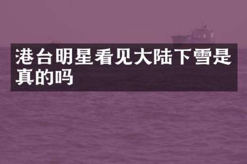 港台明星看见大陆下雪是真的吗