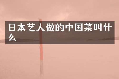 日本艺人做的中国菜叫什么