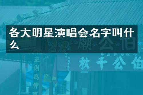 各大明星演唱会名字叫什么