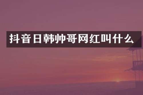抖音日韩帅哥网红叫什么