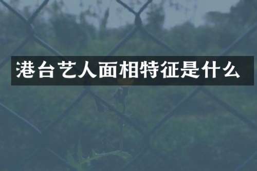 港台艺人面相特征是什么