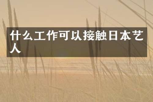什么工作可以接触日本艺人