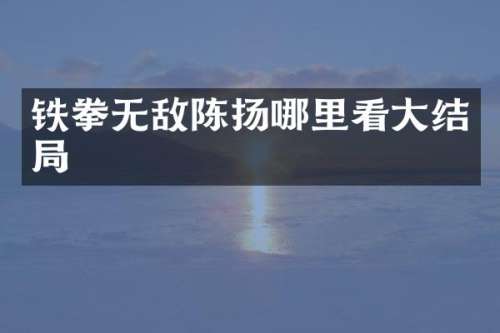 铁拳无敌陈扬哪里看大结局